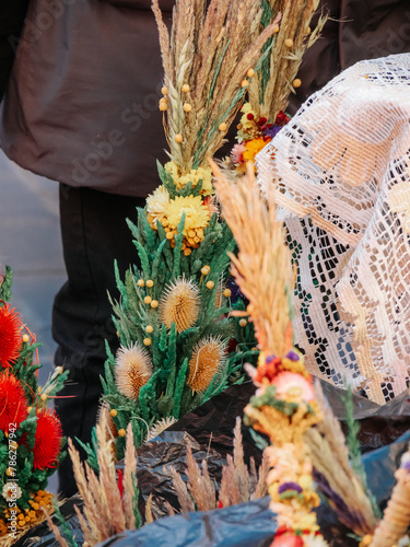 A bouquet of flowers as decoration at Saint Casimir's Fair (Kaziuko mugė) in the center of Vilnius