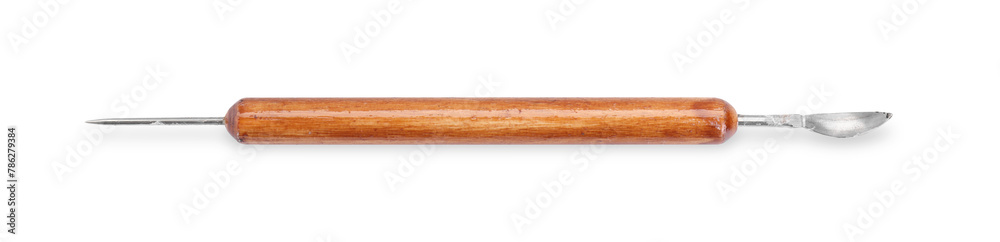 One clay crafting tool isolated on white, top view One clay crafting tool isolated on white, top view