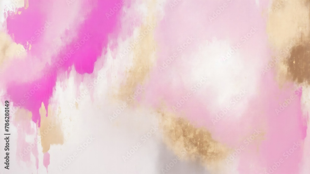 Abstract Pink, Gold and Gray art Oil painting style. Hand drawn by dry brush of paint background texture