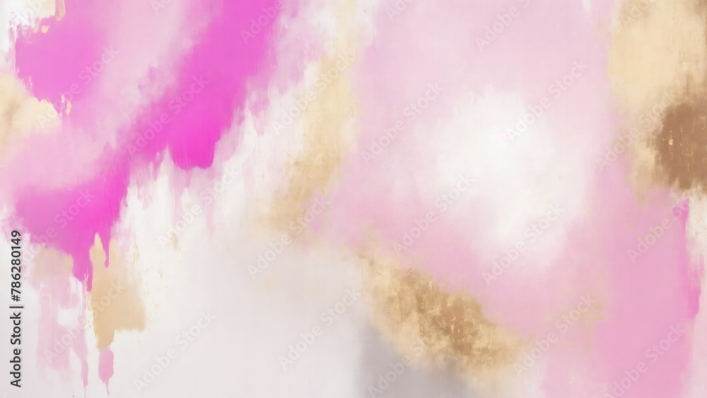 Fototapeta premium Abstract Pink, Gold and Gray art Oil painting style. Hand drawn by dry brush of paint background texture