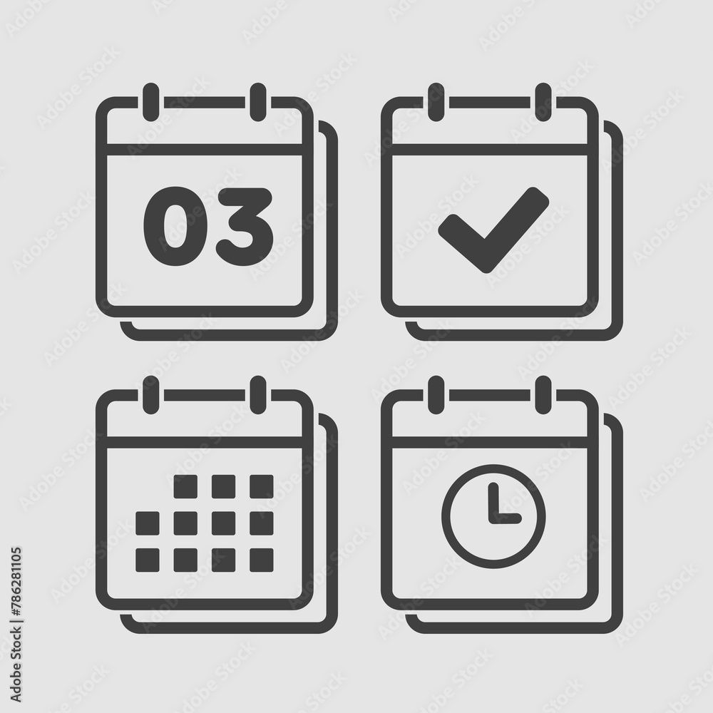 Icon calendar number 3, agenda app, timer, done Icon calendar number 3, agenda app, timer, done