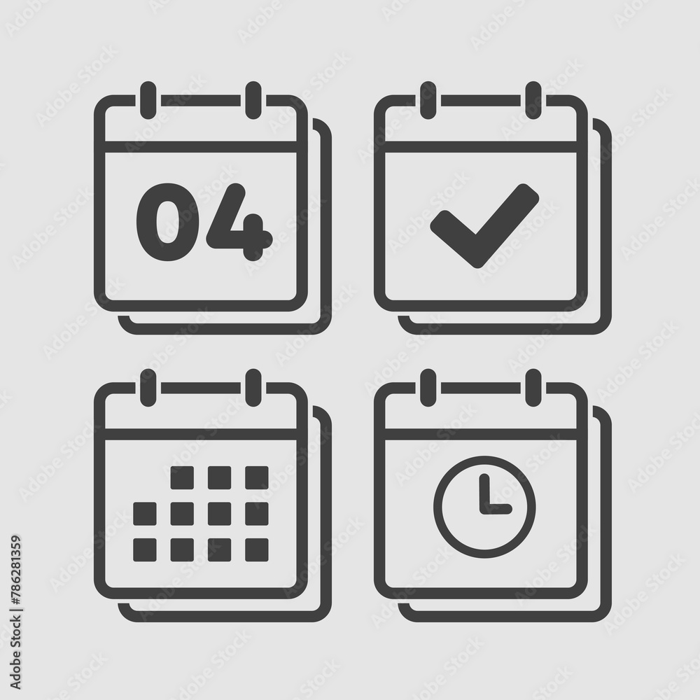 Icon calendar number 4, agenda app, timer, done Icon calendar number 4, agenda app, timer, done