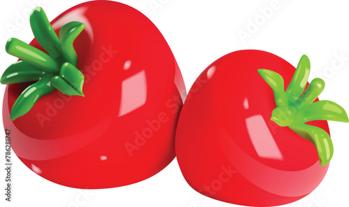3D cherry icon. cherry pair with leaves, abstract vector illustration. Cherry isolated on white background with clipping path, fresh cherries with stems and leaves, berry collection.