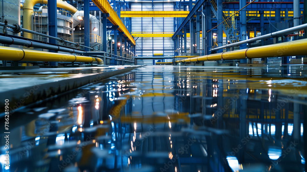 inside of a industial manufacturing plant. steel mill or chemical production site. inside of a industial manufacturing plant. steel mill or chemical production site.