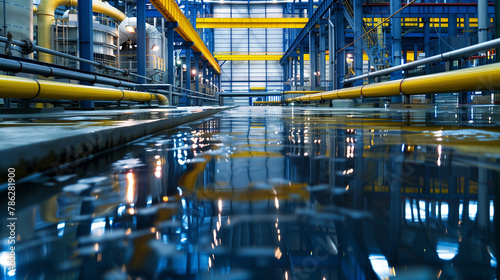 inside of a industial manufacturing plant. steel mill or chemical production site. photo