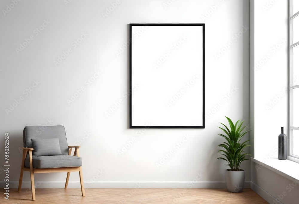 Frame mockup, ISO A paper size. Living room wall poster mockup. Interior mockup with house background. Modern interior design. 