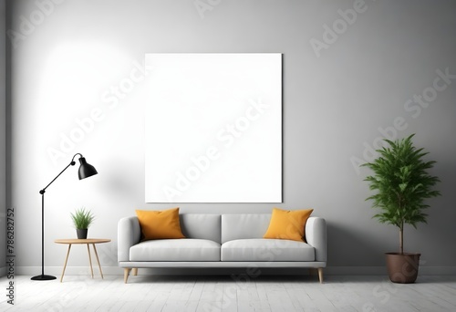 Frame mockup, ISO A paper size. Living room wall poster mockup. Interior mockup with house background. Modern interior design. 
