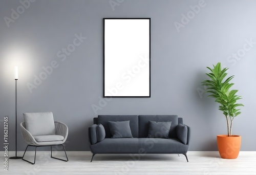 Frame mockup, ISO A paper size. Living room wall poster mockup. Interior mockup with house background. Modern interior design. 
