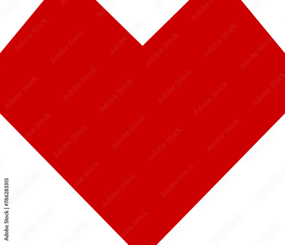 Red shape love heart icon vector isolated on white background.