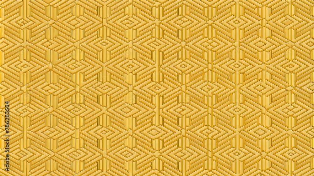 A seamless pattern of yellow Japanese paper with an intricate geometric design A seamless pattern of yellow Japanese paper with an intricate geometric design