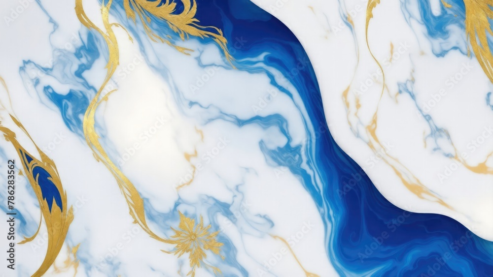 Premium luxury Blue White and gold marble background