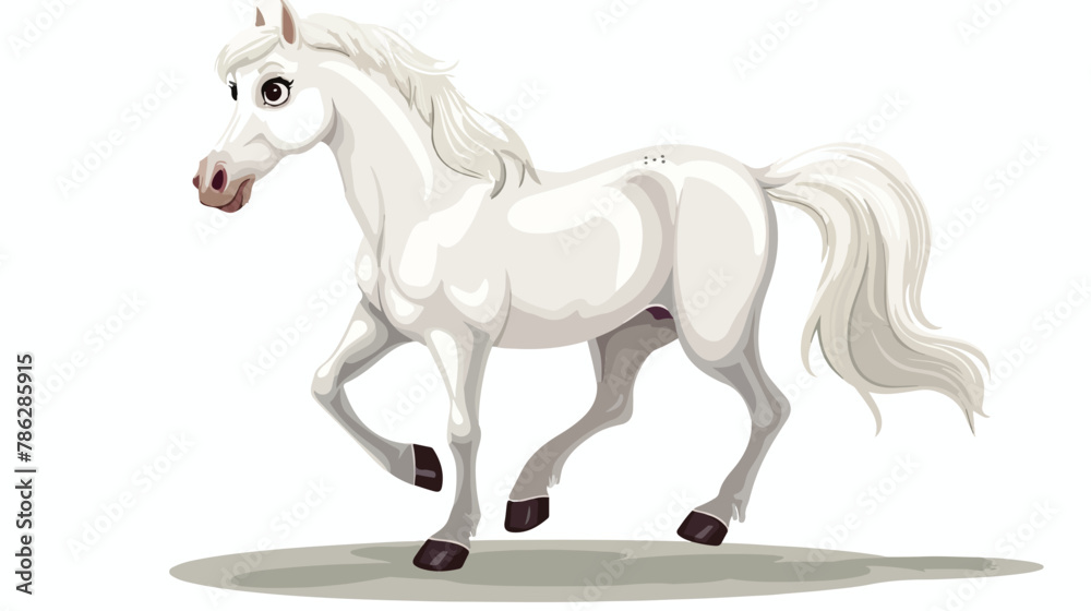 Cute cartoon White Horse clipart page for kids. Vector