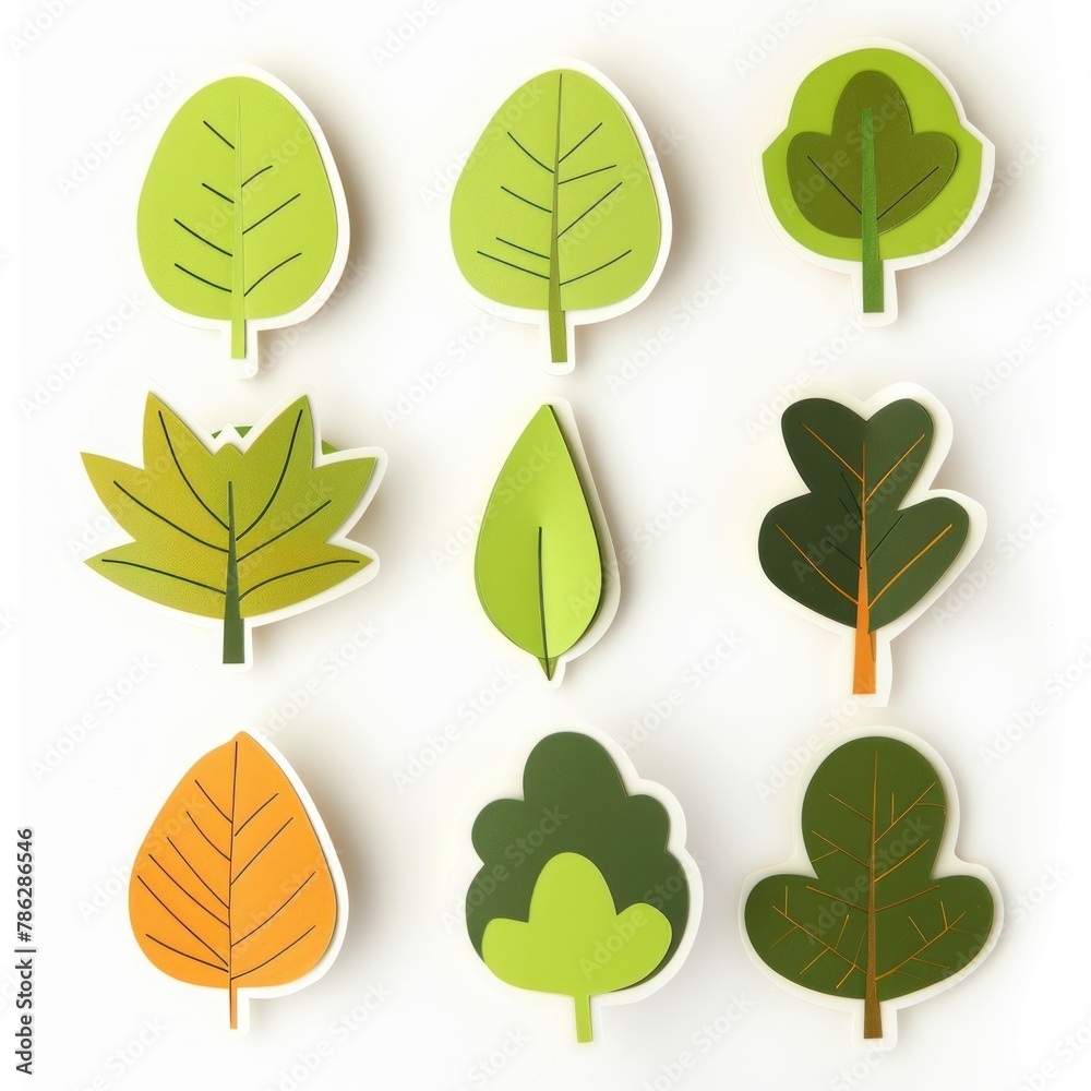 Eco-themed digital memo pads shaped like leaves and trees each note for eco-friendly tips or tasks