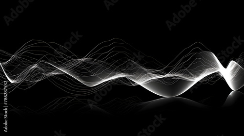 Digital black and white speech waveform abstract graphic poster web page PPT background