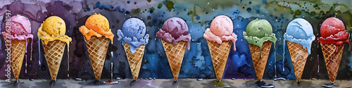 ice-cream in waffle cones