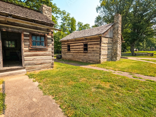 Restored home that Abraham Lincoln lived in at Lincoln's New Salem State Historic Site. A reconstruction of the former village of New Salem in Menard County, Illinois, where Lincoln lived 1831 - 1837.