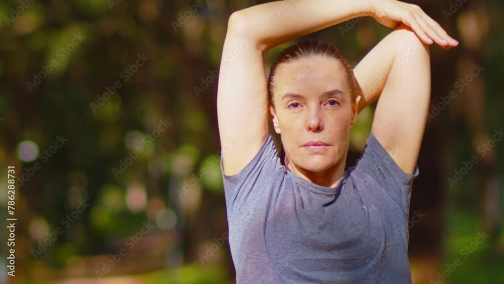 Abdominal and arm stretching. Helping to reduce tension. Exercise and relax