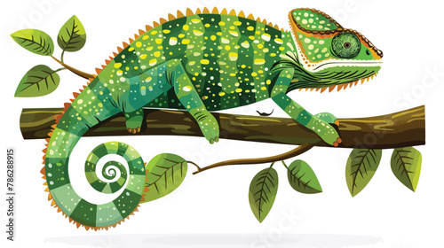 Cute happy chameleon lovely little animal character