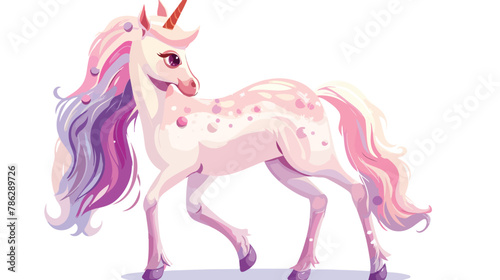 Cute isolated unicorn. Cartoon little fairytale pony b