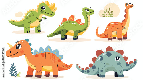Cute little dinosaur vector illustration © Tech
