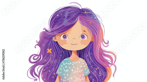 Cute little girl with purple hair princess baby doll.