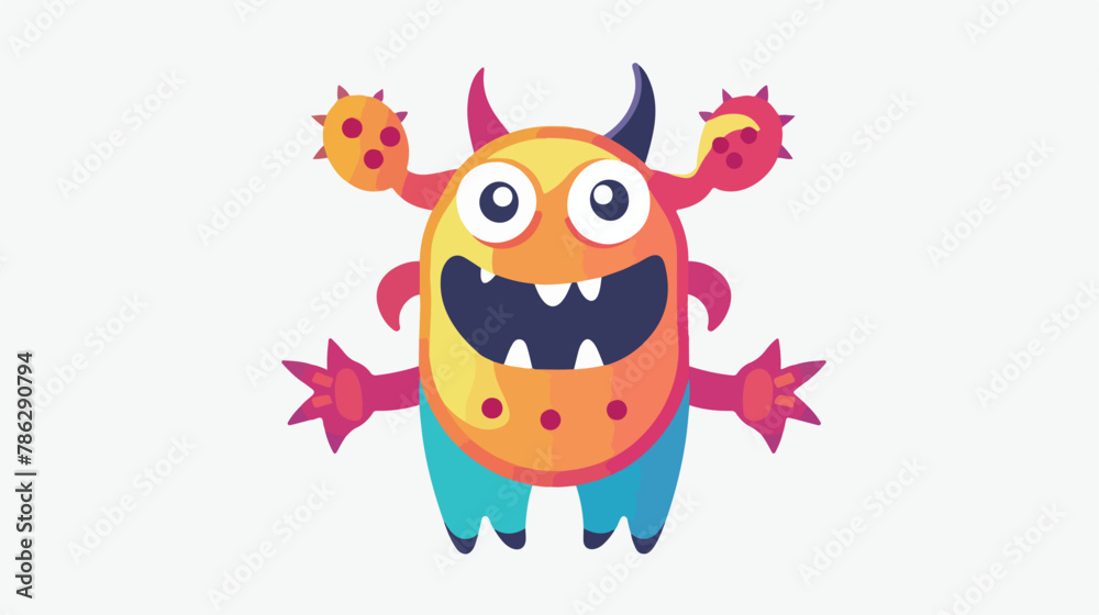 Cute Monster Logo Template. flat vector isolated on white