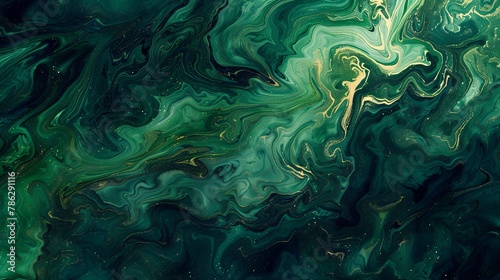 Water inspired CG artwork of green and gold marble texture