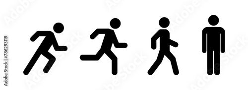 Man stands, walk and run icon set . People symbol . Vector illustration