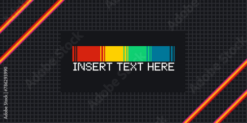 Pixel Art Style Black Background with Grid and Red Slash Beam at Corner