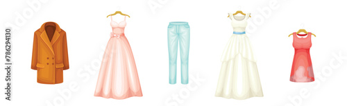 Dirty and Clean Clothing Item and Apparel Vector Set