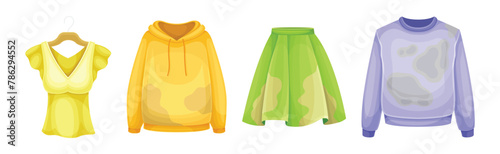 Dirty and Clean Clothing Item and Apparel Vector Set