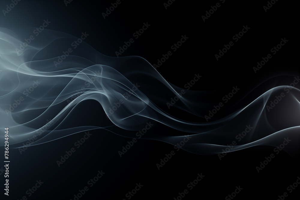 Fototapeta premium Swirls of grey smoke on a black background. Abstract backdrop. 