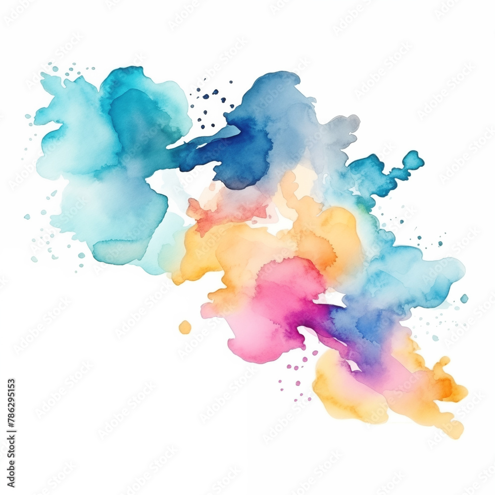 Bright and colorful watercolor splashes isolated on a white background. Decorative element. 