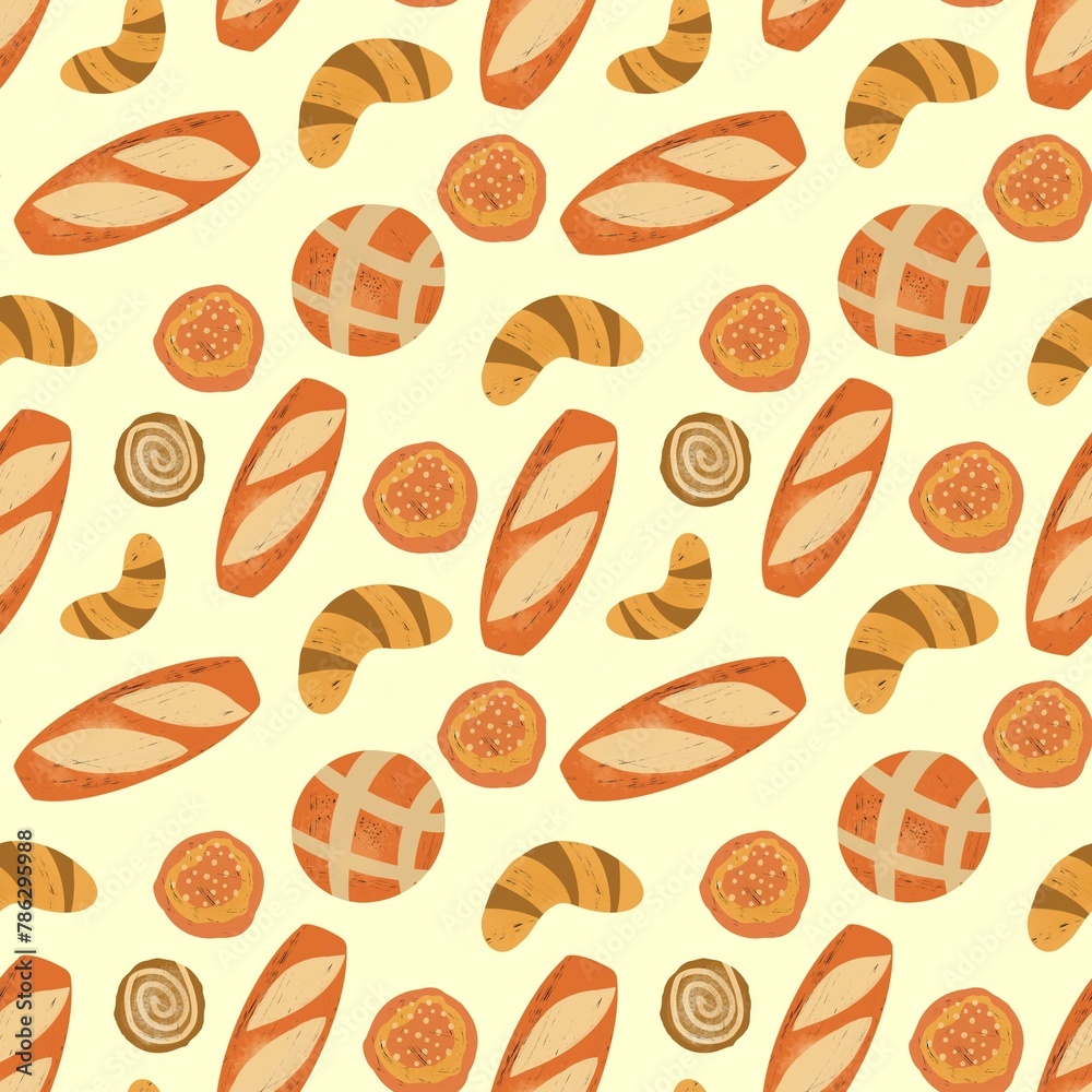 appetizing pattern of croissant and bread elements appetizing pattern of croissant and bread elements