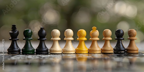 Lineup of Chess Pawns Highlighting Strategic Decision Making Complexity
