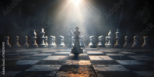 Commanding Pawn Under Spotlight Leads Chess Board Strategy photo