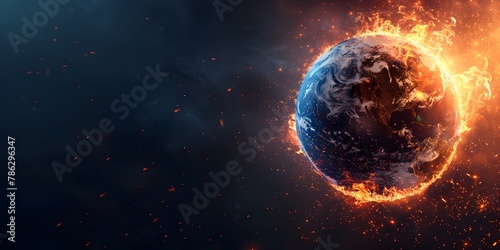 The Earth Consumed by Raging Flames and Billowing Smoke Symbolizing the Severe Impacts of Global Climate Change