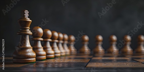 Chess Pawns at the Start of a Game Representing the Anticipation of Upcoming Challenges and Strategies with Copy Space photo
