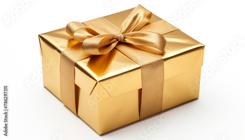 gold package, mail, package, isolated, png, white background, shot from above сreated with Generative Ai © Andrii Yablonskyi