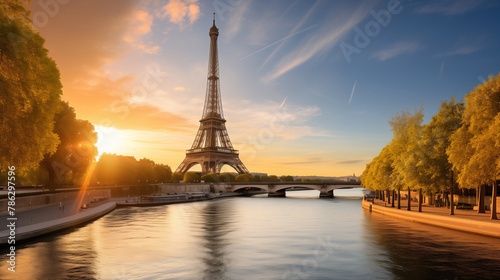 eiffel tower at sunset