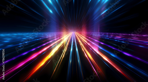 Digital technology black background color laser light abstract pattern poster web page PPT background