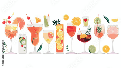 Elegant drink menu. flat vector isolated on white backgroud
