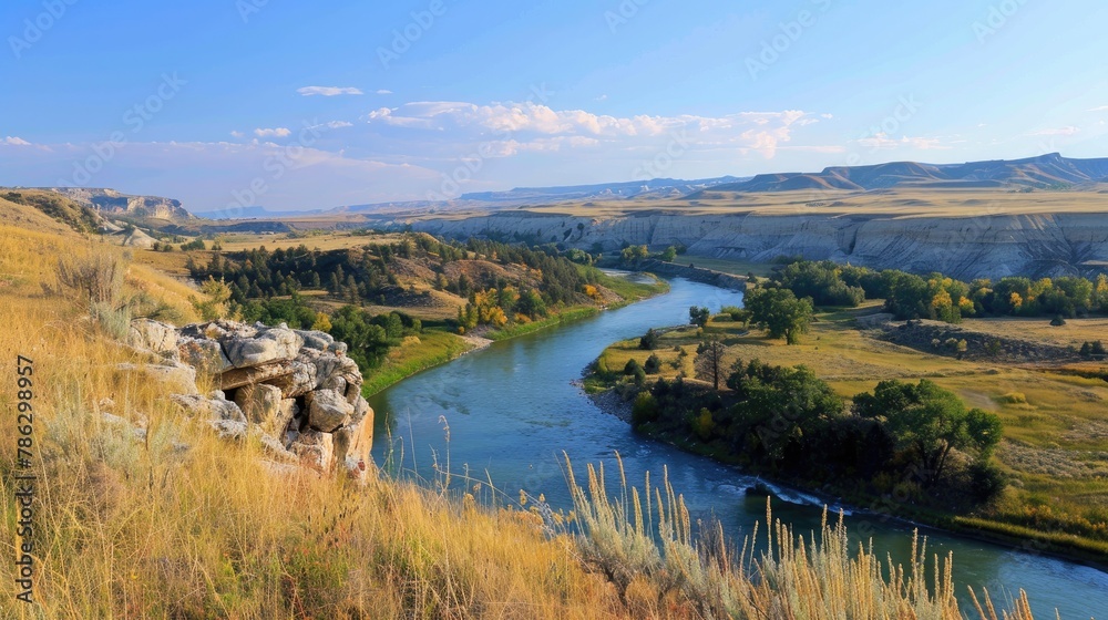 Fototapeta premium Bighorn River in St Xavier Montana