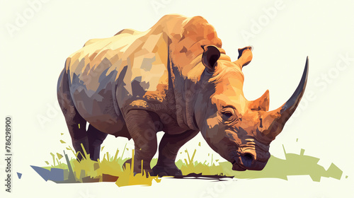 Rinoceronte no fundo branco - Ilustra    o