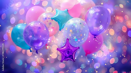 Cheerful Birthday Balloons with Festive Bokeh Effect
