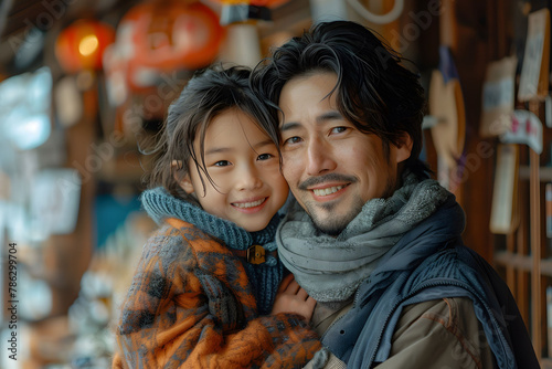 mom, dad, and son of Japanese family. joyful and happy human feeling in worm Japanese environment. Japan Asian happy family, Person photo, a reality photography.