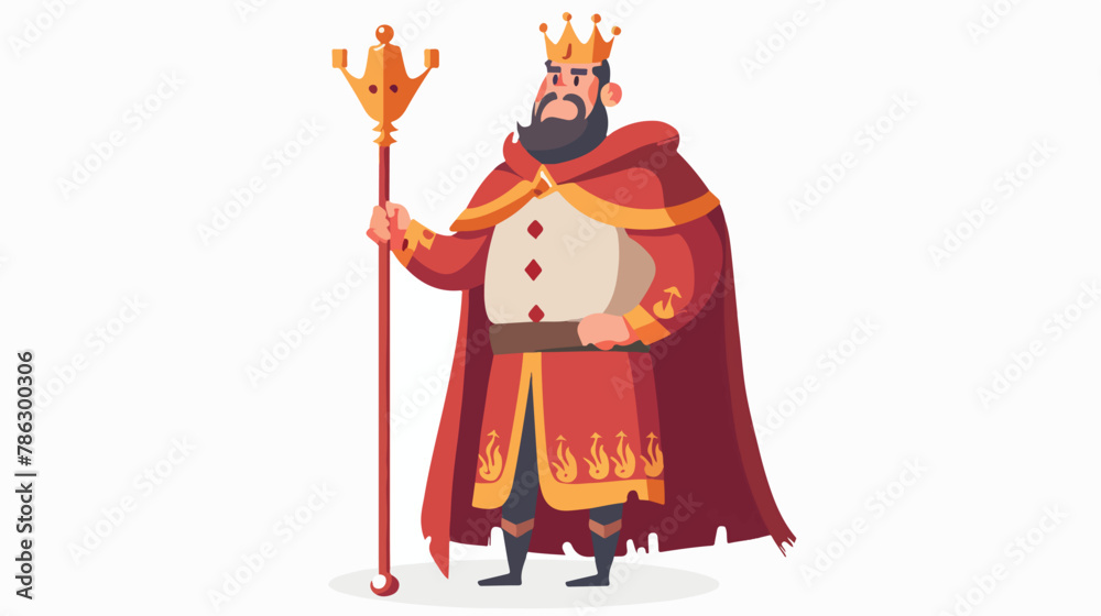 Fairy tale king with scepter isolated on white backgroud