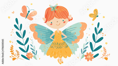 Fairytale Fairy Flat Isolated Childish Style Simple vector