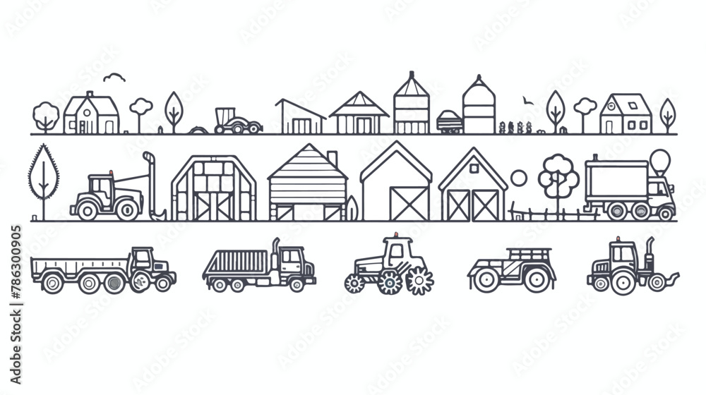 Farming and agriculture life concept. Harvester trucks