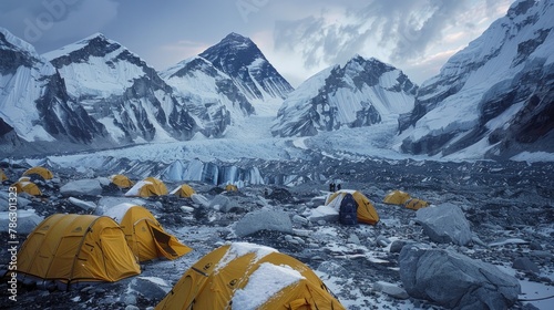 Base camp of Everest and Khumbu icefall